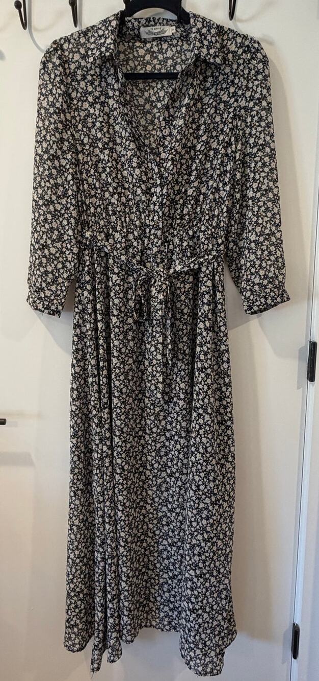 It Hippie Floral Maxi 3/4 Sleeve Dress French Parisian Bohemian Work Attire